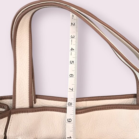 Cole Haan Leather Tote Bag Cream & Tan Trim - Picture 7 of 10